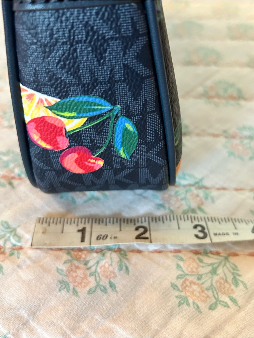 MICHAEL KORS Jet Set Fruit Print MK Logo Medium Pouchette In ADMIRAL BLUE NWT - Picture 7 of 13
